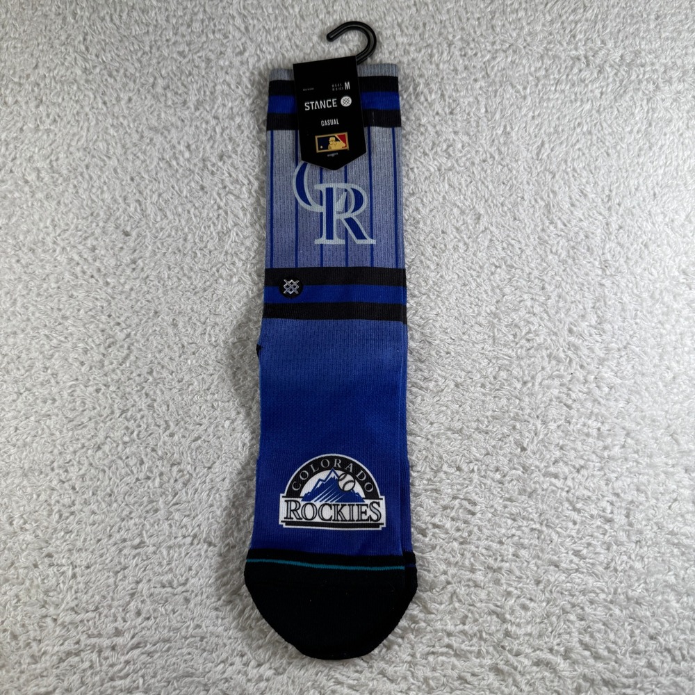 Stance Socks Men Medium Blue New MLB Colorado Rockies Baseball Crew Casual